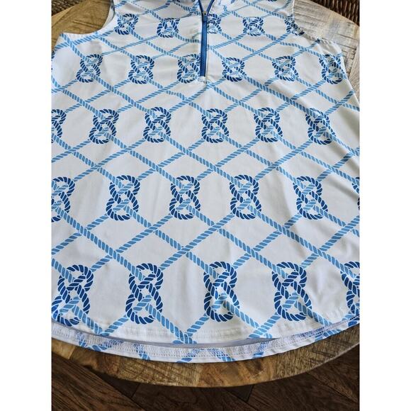 JoFit Sleeveless Mock Neck Performance Golf Shirt Womens Size XL Nautical - Picture 2 of 7